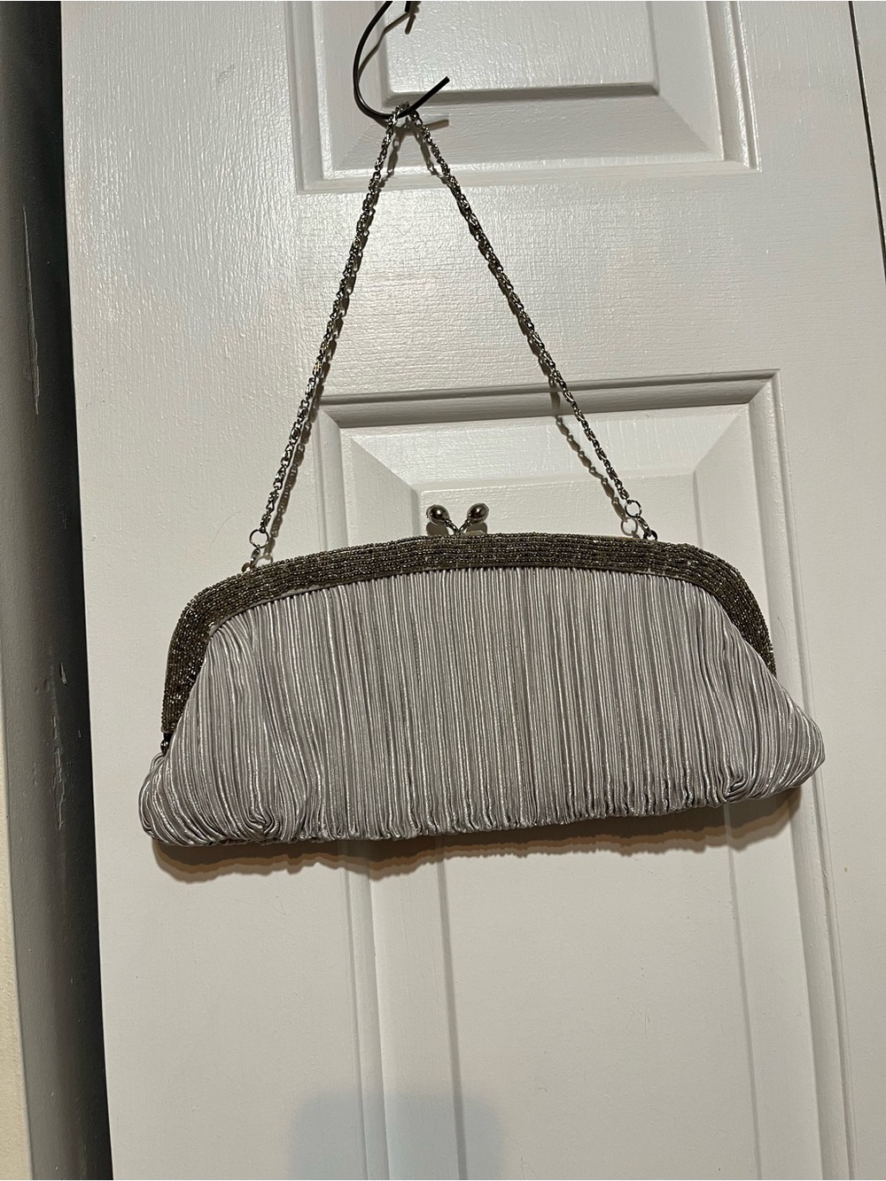 Nite Bags by Carlo Fellini Gray Cocktail Clutch Or Shoulder Bag.